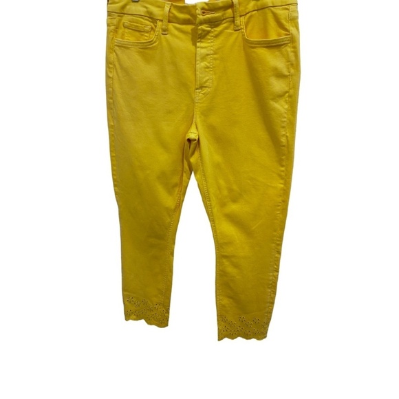 Jen7 by 7 for All Mankind Size 14 Ankle Skinny Jeans w/ Eyelet Hem  Yellow - Picture 1 of 4